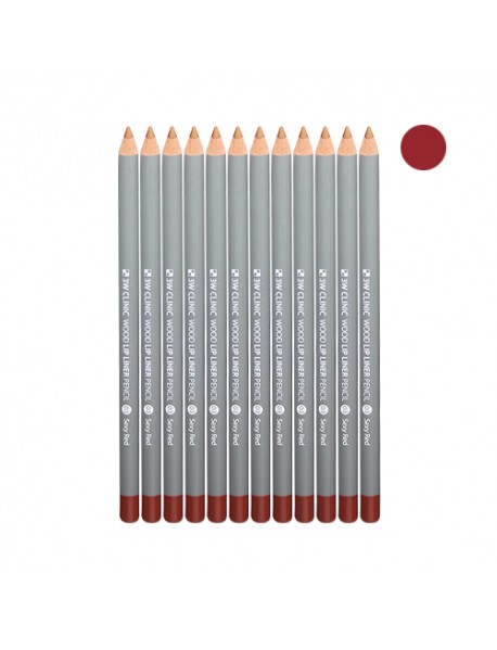 [3W CLINIC] Wood Lip Liner Pencil - 12ea #03 Sexy Red