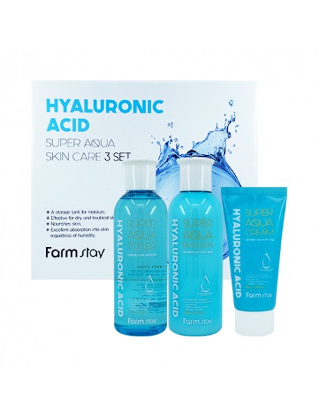 [FARM STAY] Hyaluronic Acid Super Aqua Skin Care 3 Set - 1Pack (3items)